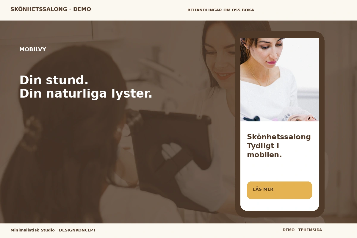 Minimalistisk Studio – Mobilvy för skönhetssalong