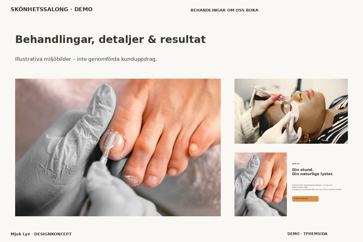Mjuk Lyx – Behandlingar, detaljer & resultat för skönhetssalong