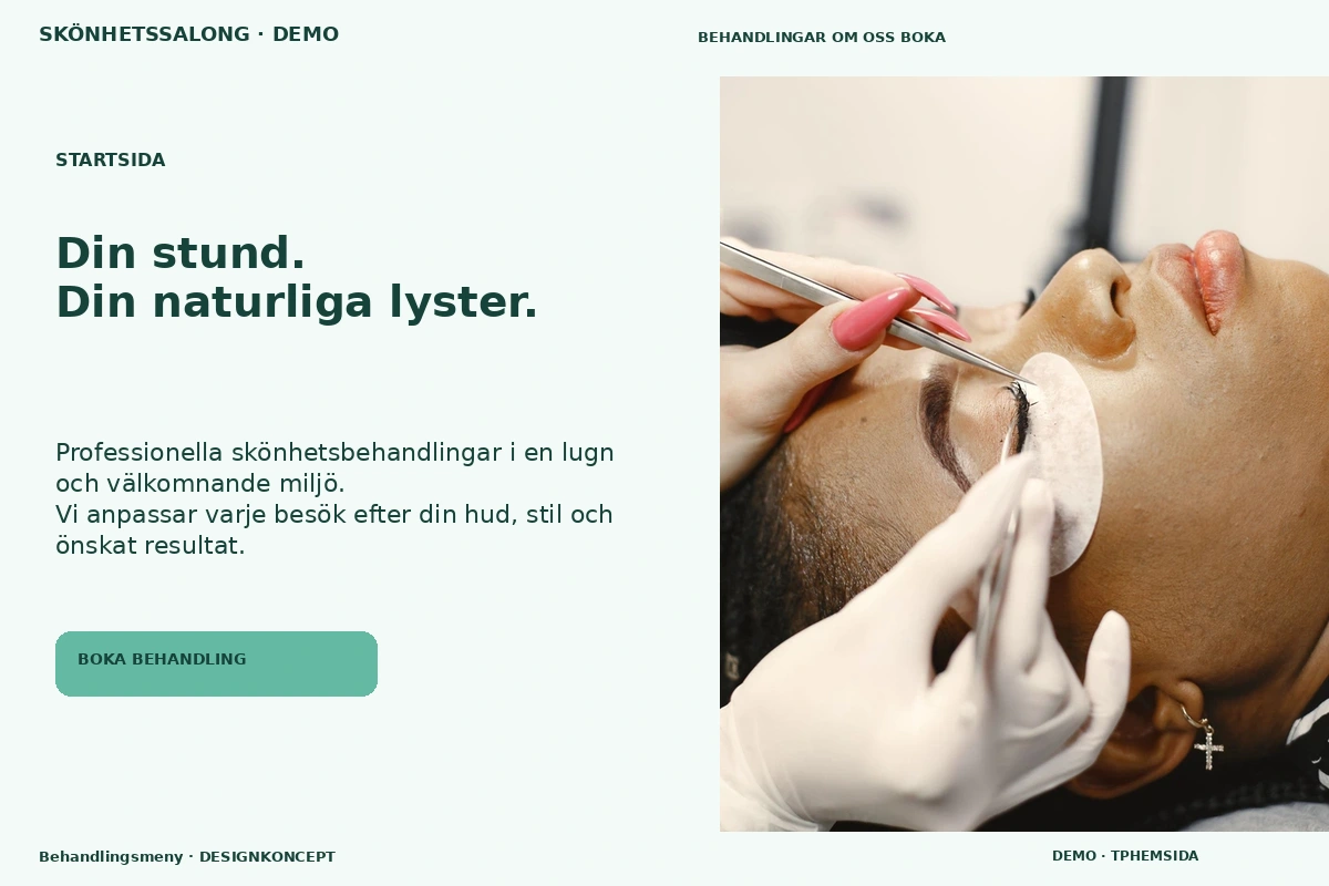 Behandlingsmeny – Startsida för skönhetssalong