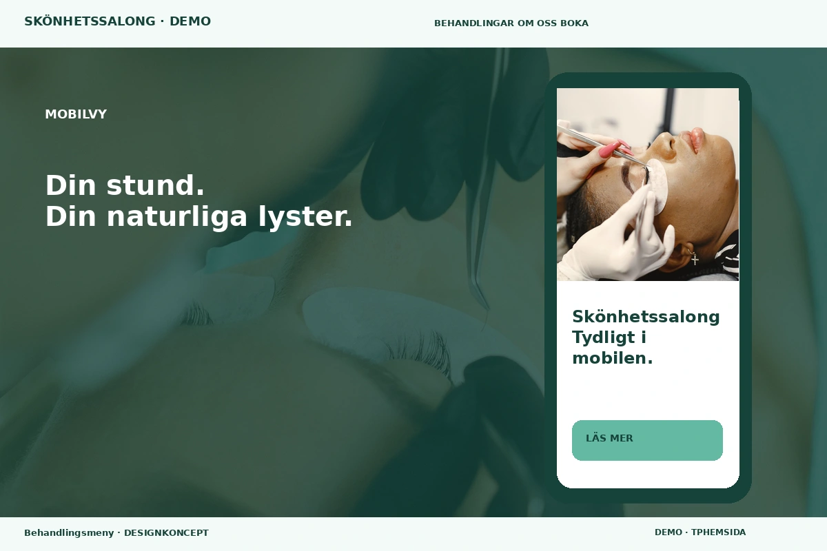 Behandlingsmeny – Mobilvy för skönhetssalong