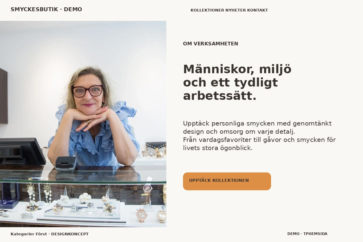Kategorier Först – Om verksamheten för smyckesbutik