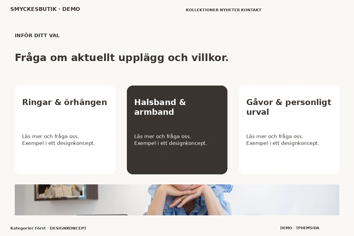 Kategorier Först – Alternativ & villkor för smyckesbutik