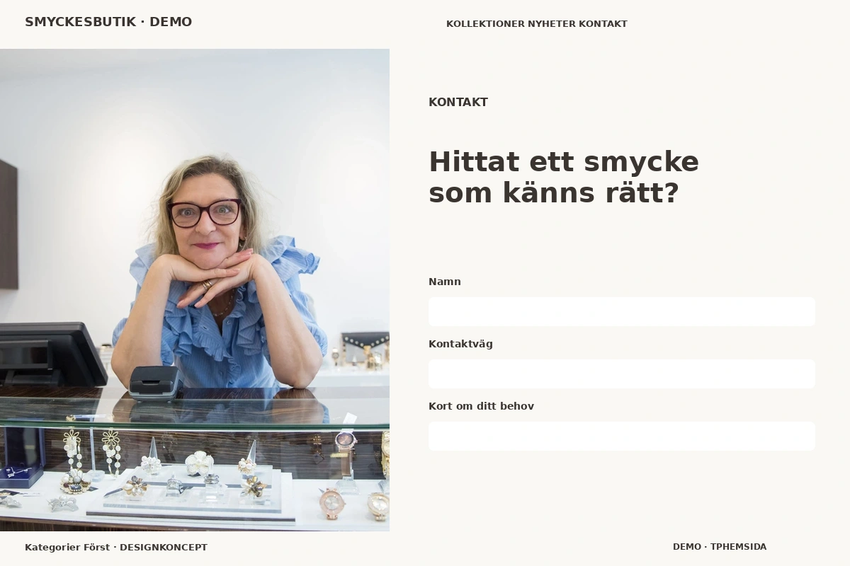 Kategorier Först – Kontakt för smyckesbutik