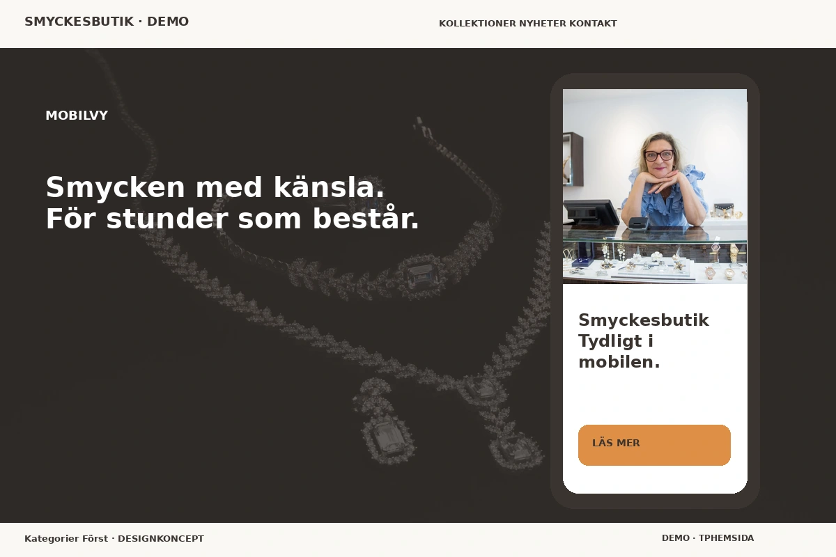 Kategorier Först – Mobilvy för smyckesbutik