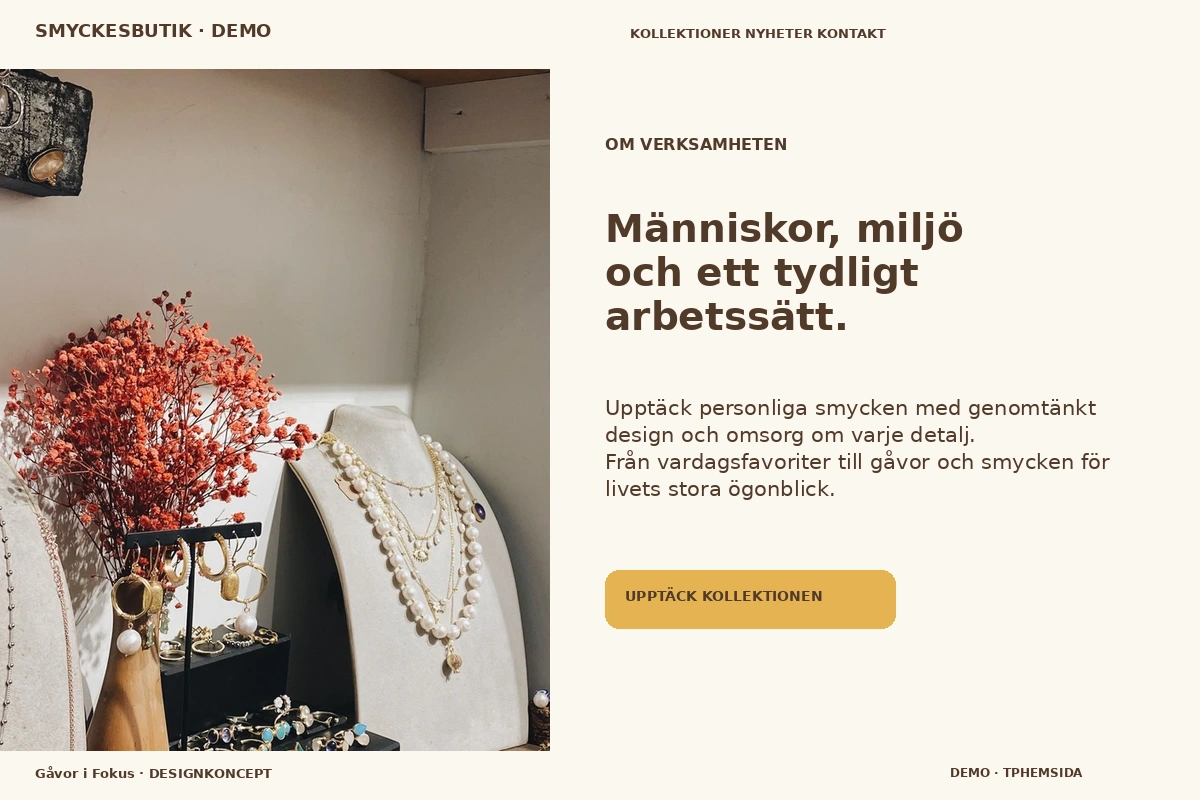 Gåvor i Fokus – Om verksamheten för smyckesbutik