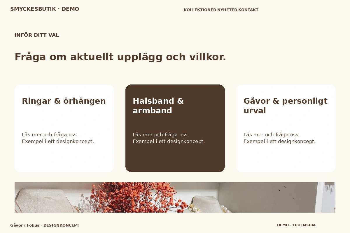 Gåvor i Fokus – Alternativ & villkor för smyckesbutik