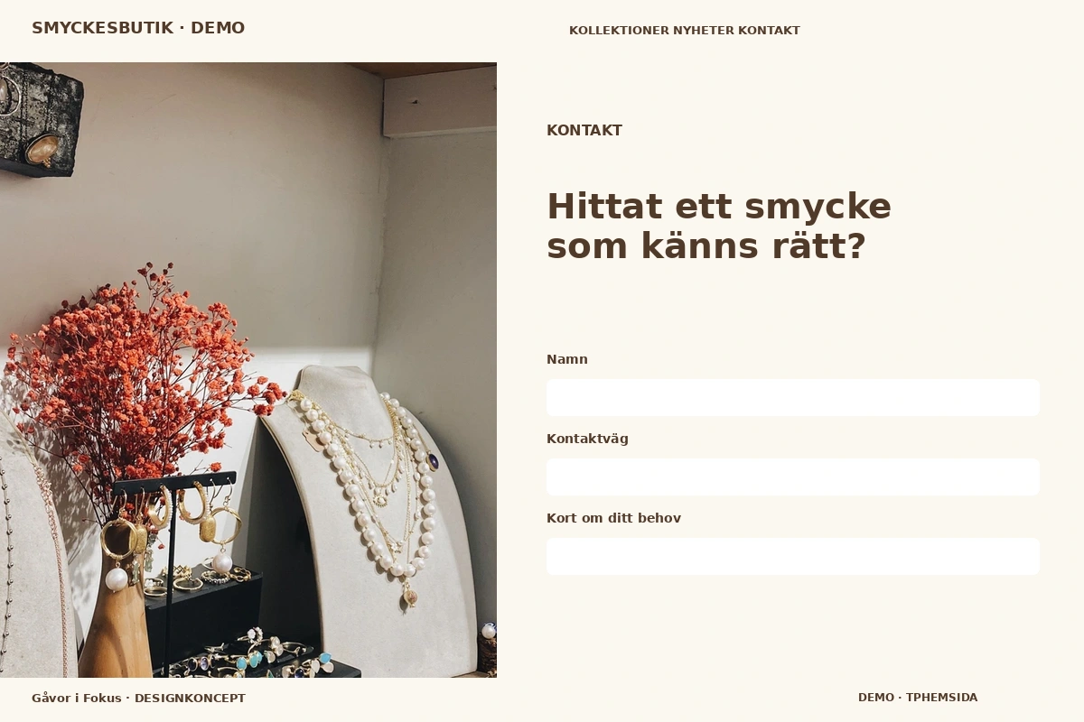 Gåvor i Fokus – Kontakt för smyckesbutik