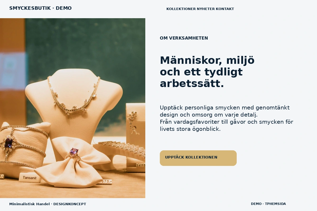 Minimalistisk Handel – Om verksamheten för smyckesbutik