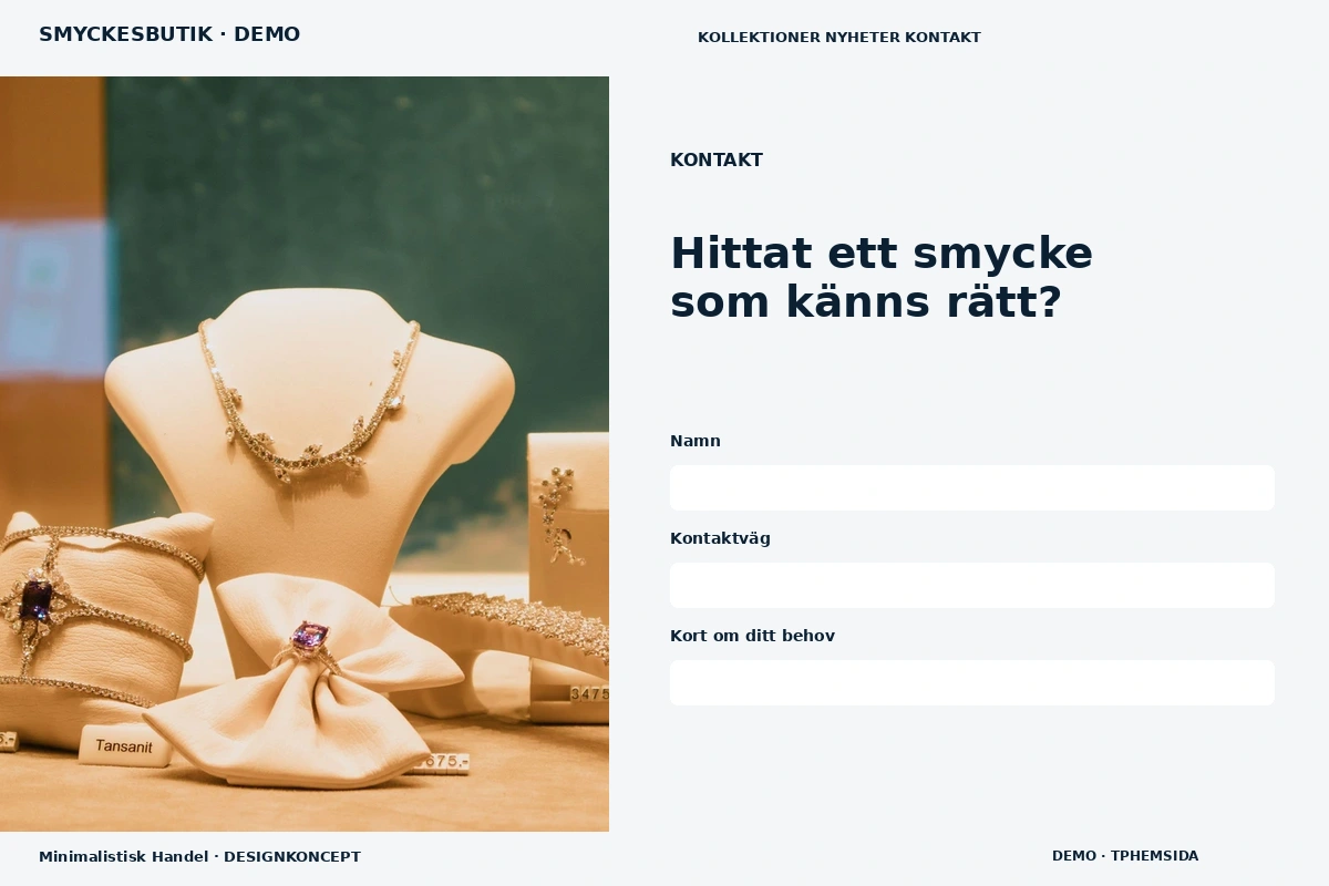 Minimalistisk Handel – Kontakt för smyckesbutik