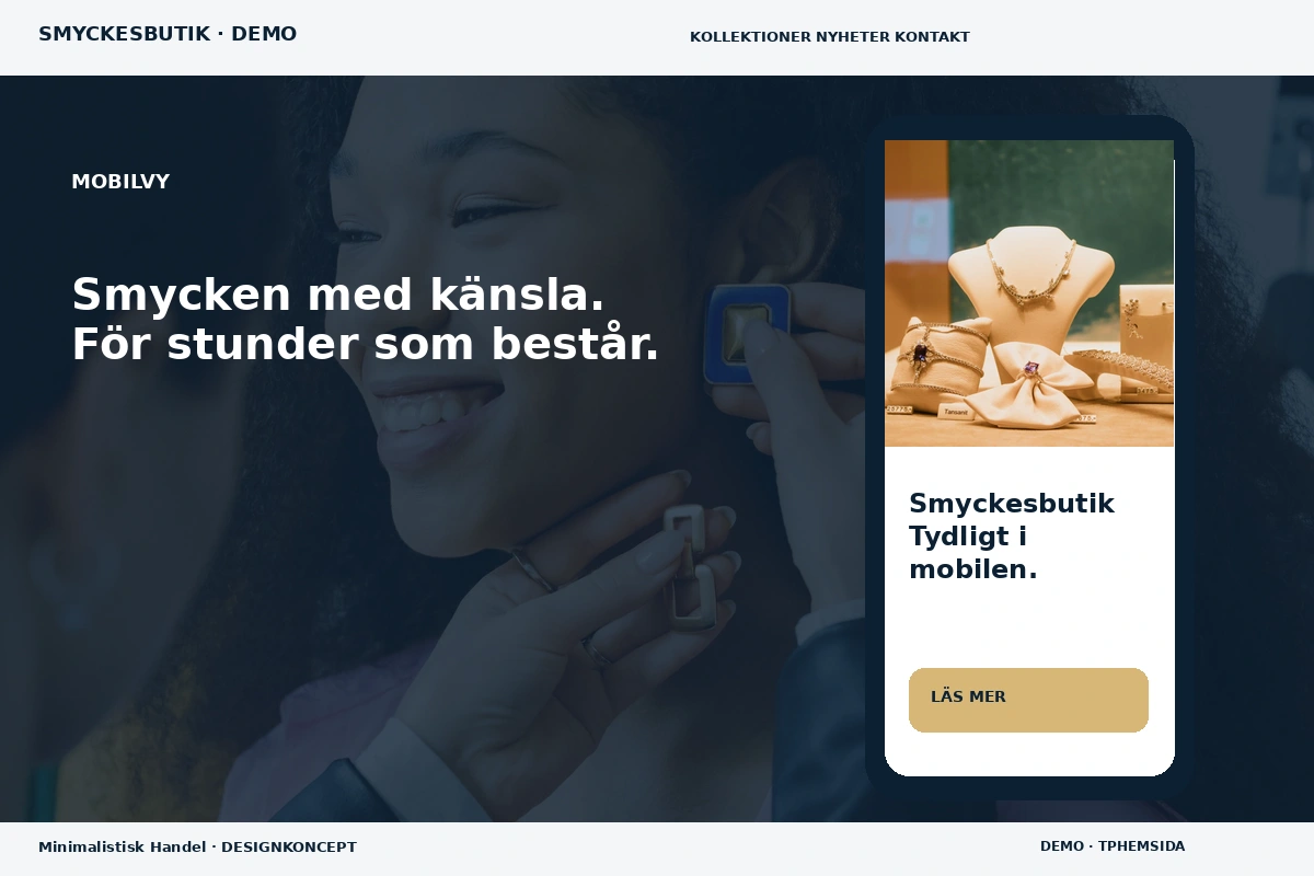Minimalistisk Handel – Mobilvy för smyckesbutik