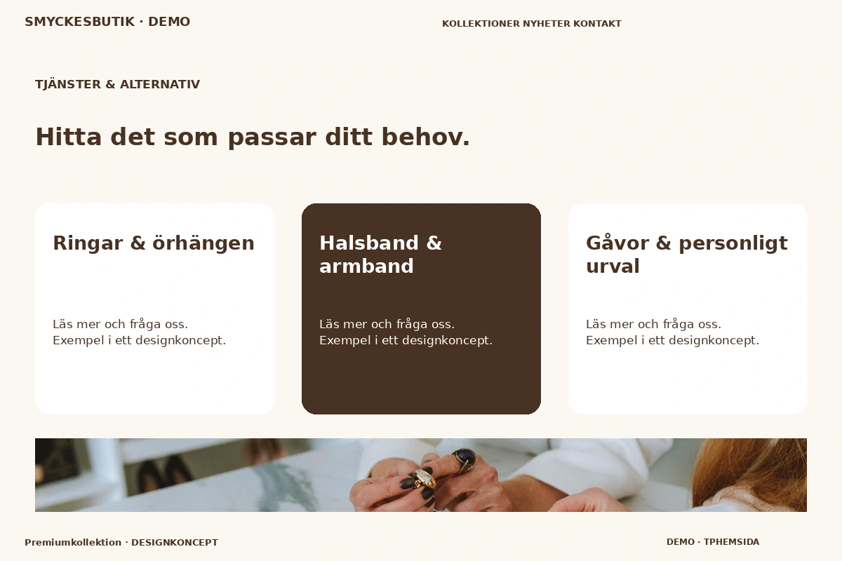 Premiumkollektion – Tjänster & alternativ för smyckesbutik