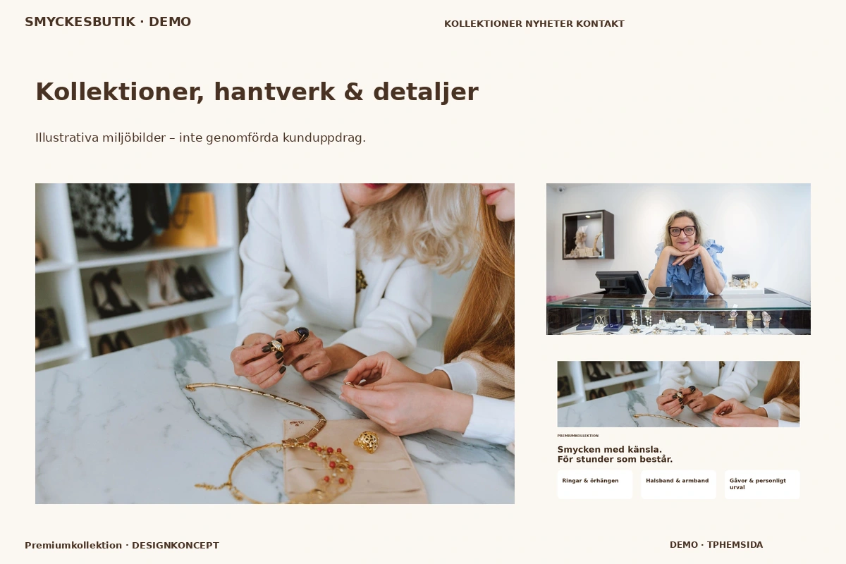 Premiumkollektion – Kollektioner, hantverk & detaljer för smyckesbutik