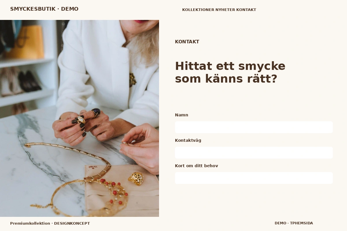 Premiumkollektion – Kontakt för smyckesbutik