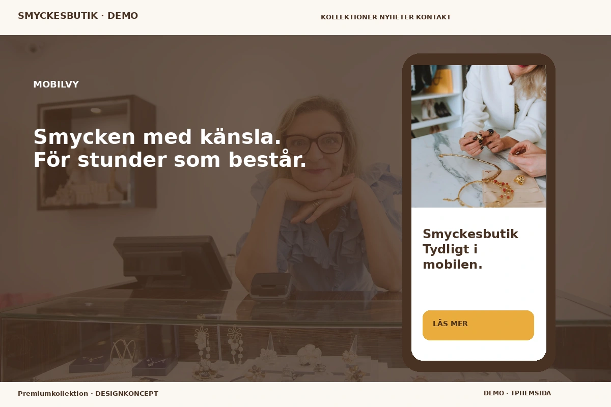 Premiumkollektion – Mobilvy för smyckesbutik