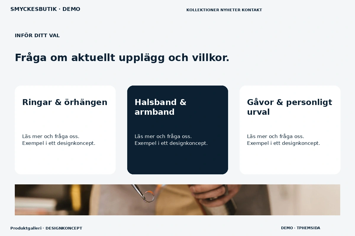 Produktgalleri – Alternativ & villkor för smyckesbutik