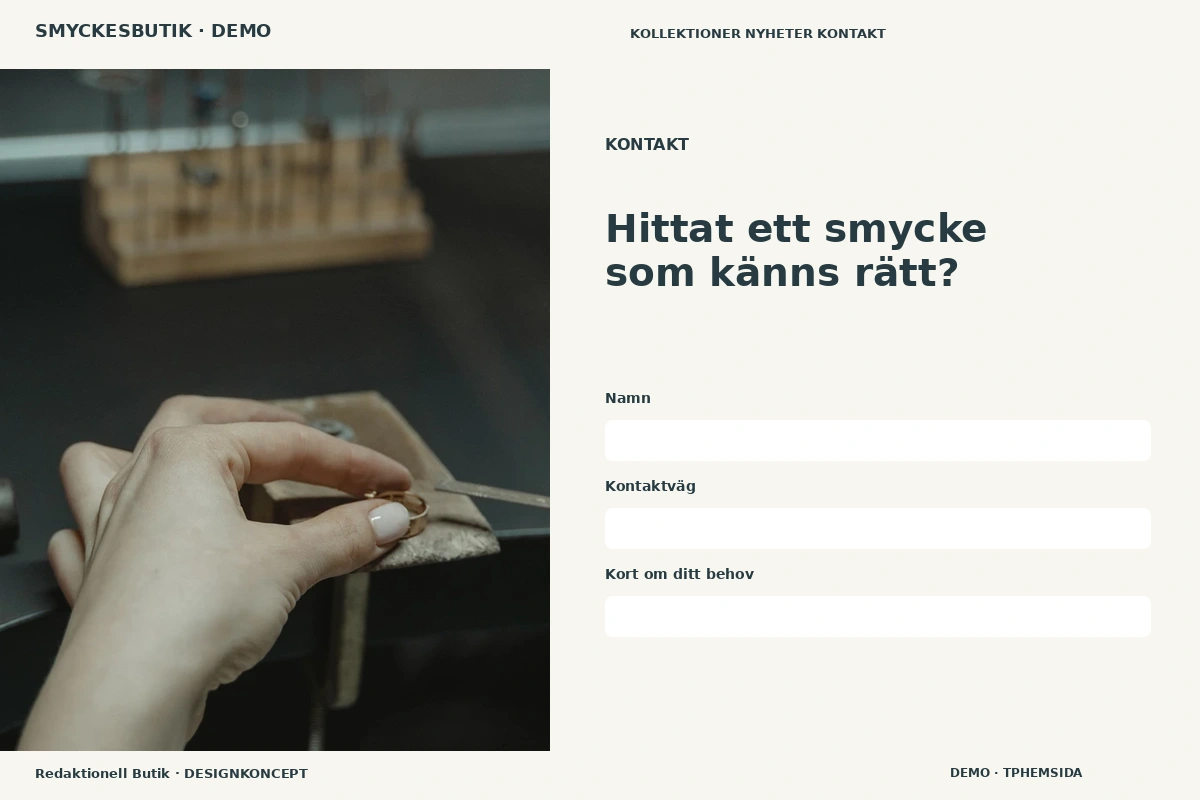 Redaktionell Butik – Kontakt för smyckesbutik