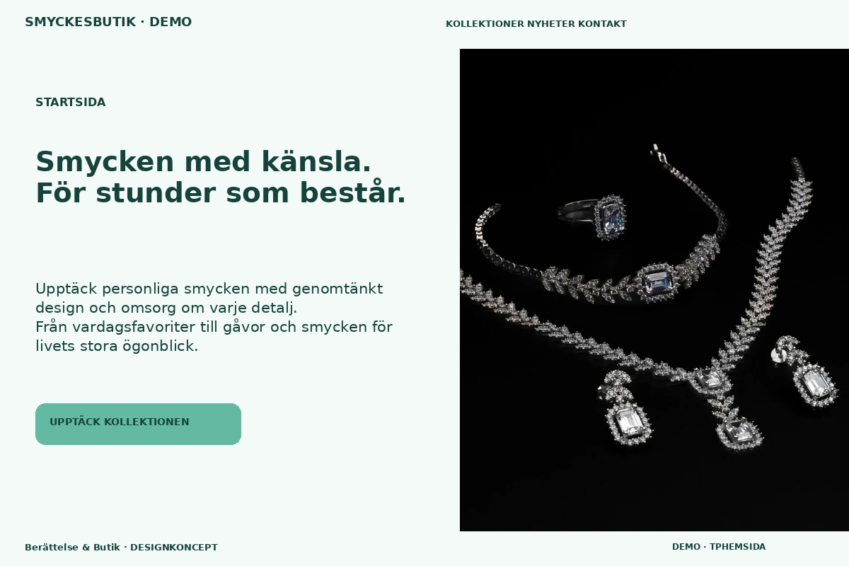 Berättelse & Butik – Startsida för smyckesbutik