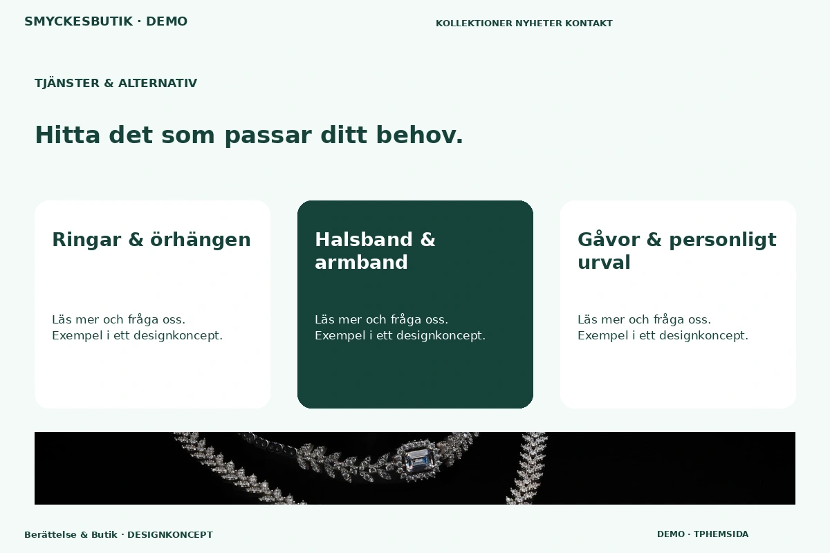 Berättelse & Butik – Tjänster & alternativ för smyckesbutik