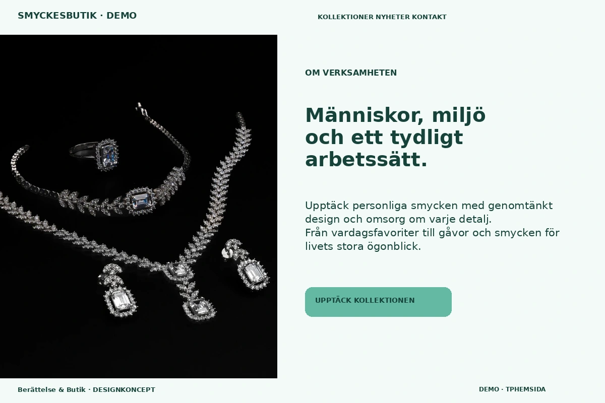 Berättelse & Butik – Om verksamheten för smyckesbutik