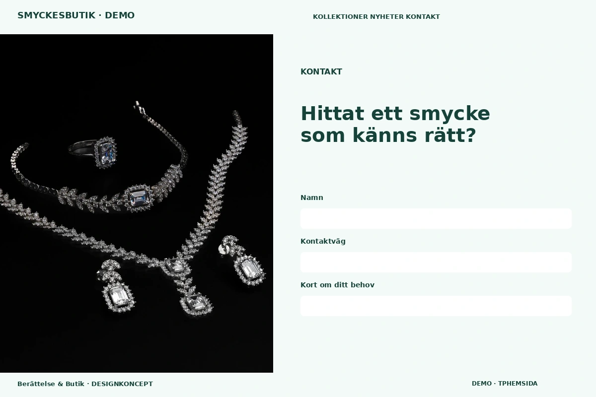 Berättelse & Butik – Kontakt för smyckesbutik