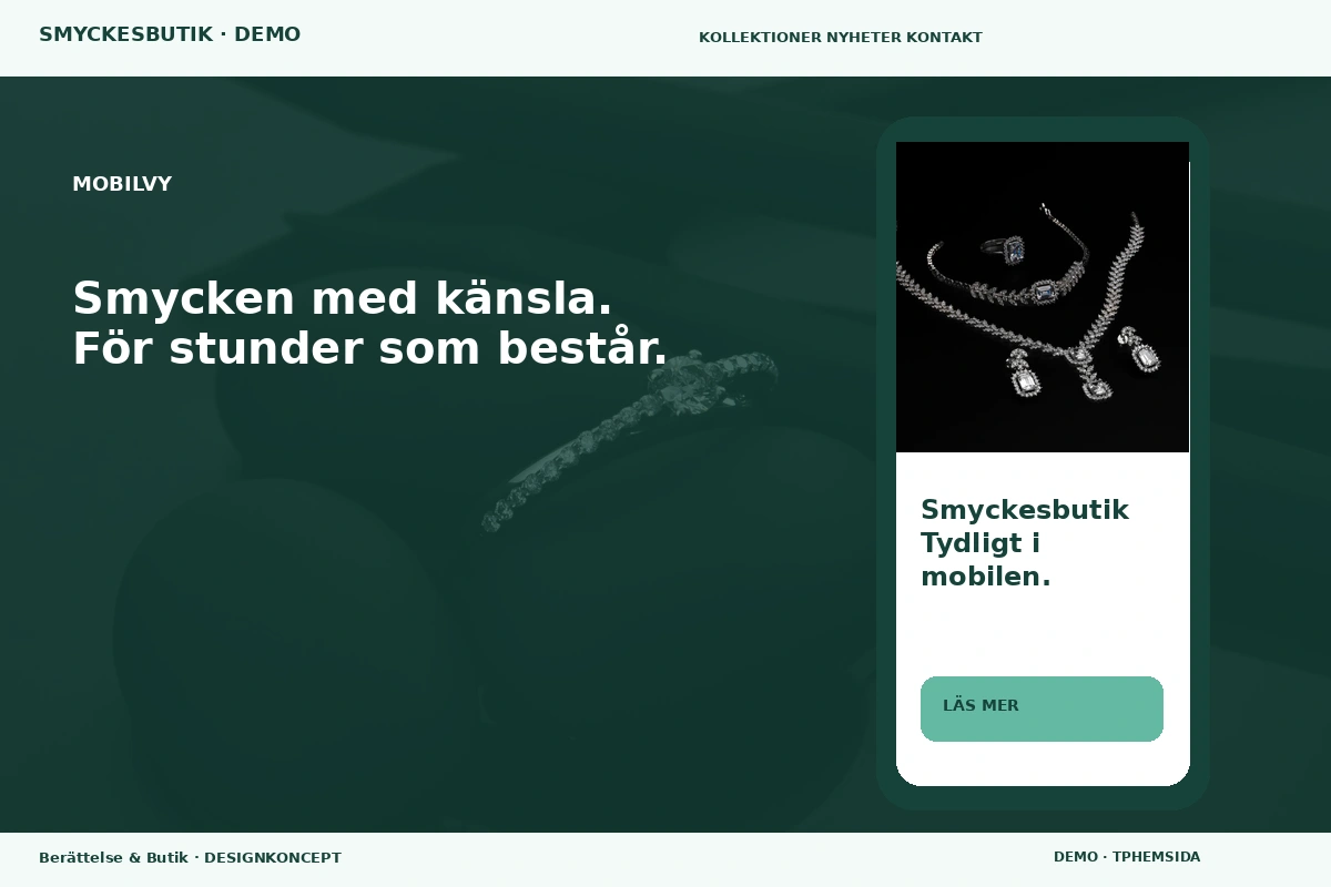 Berättelse & Butik – Mobilvy för smyckesbutik