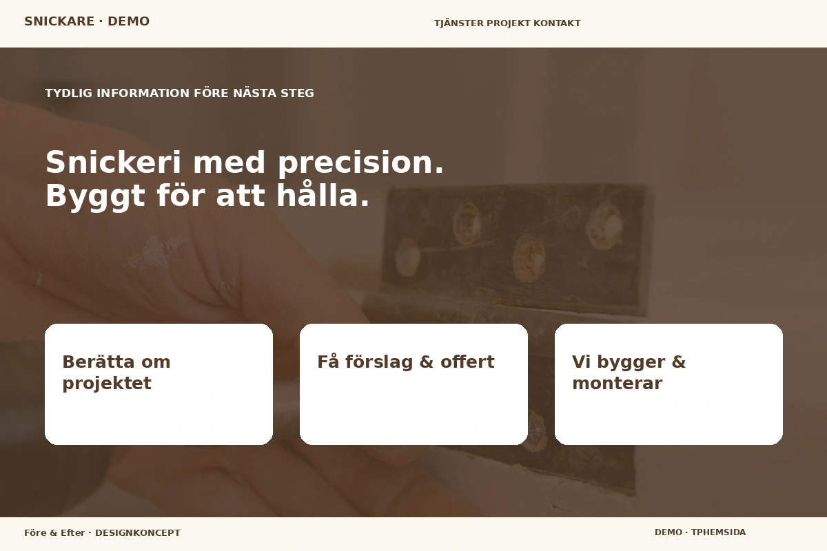 Före & Efter – Inför ditt val för snickare