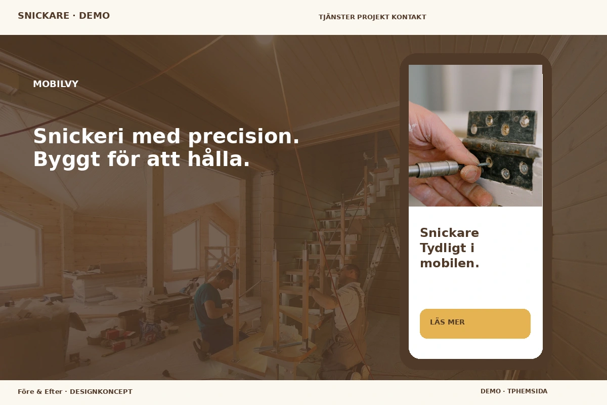 Före & Efter – Mobilvy för snickare