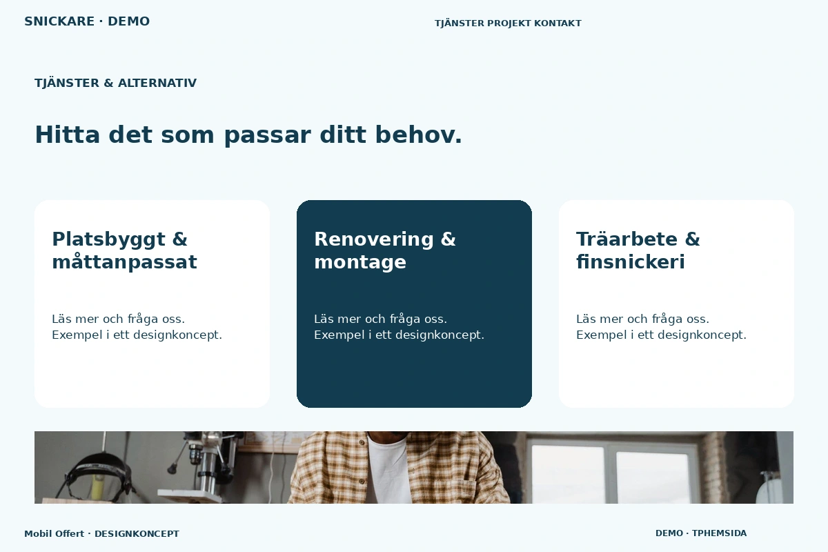 Mobil Offert – Tjänster & alternativ för snickare