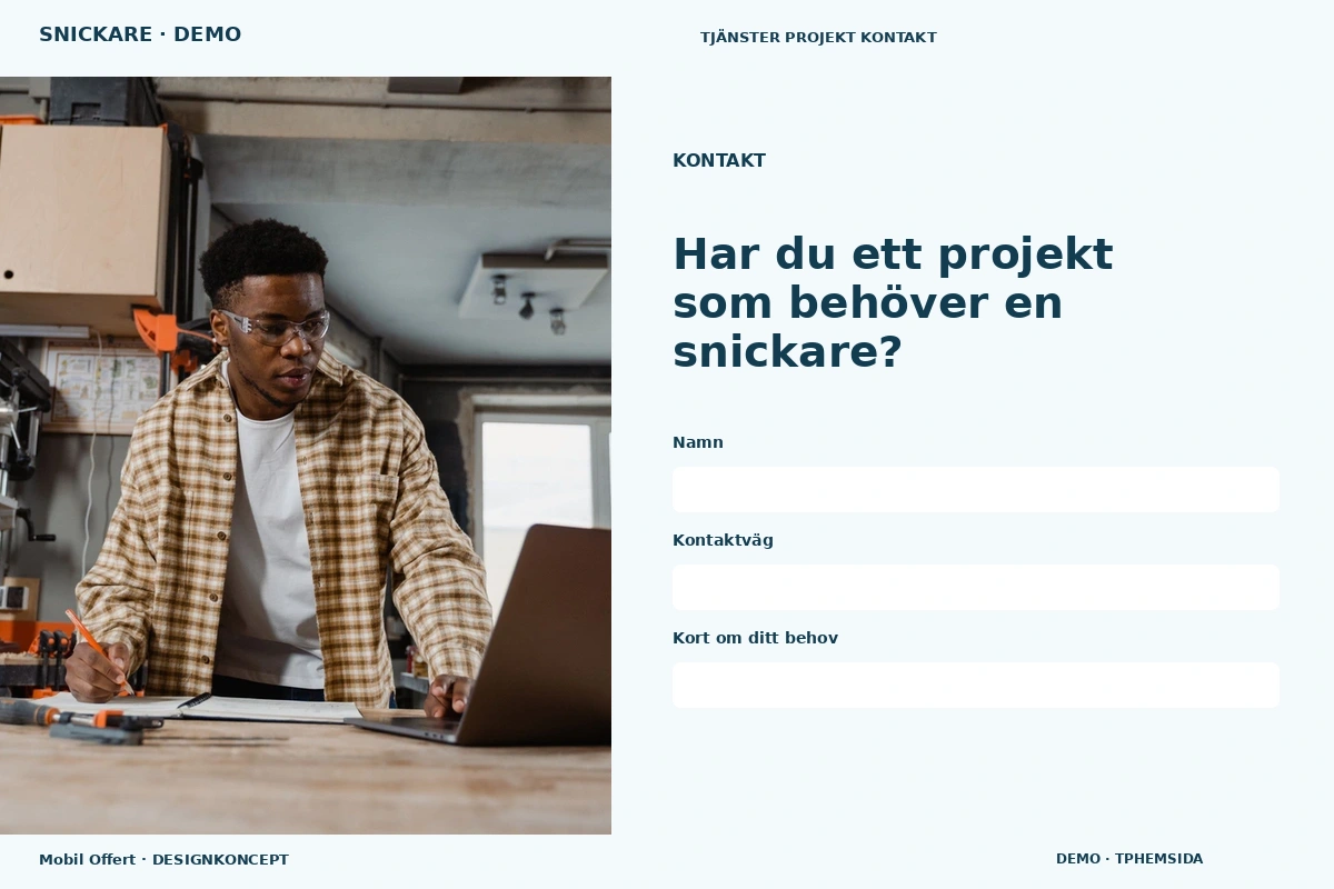 Mobil Offert – Kontakt för snickare