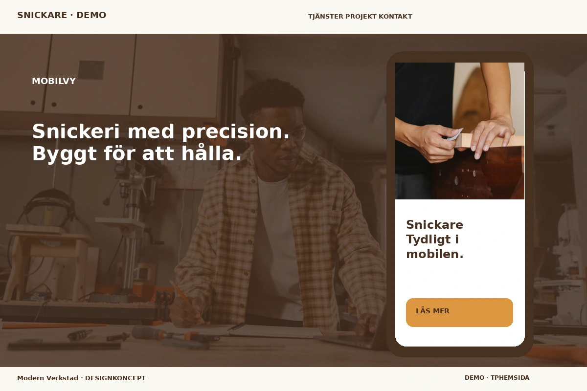 Modern Verkstad – Mobilvy för snickare