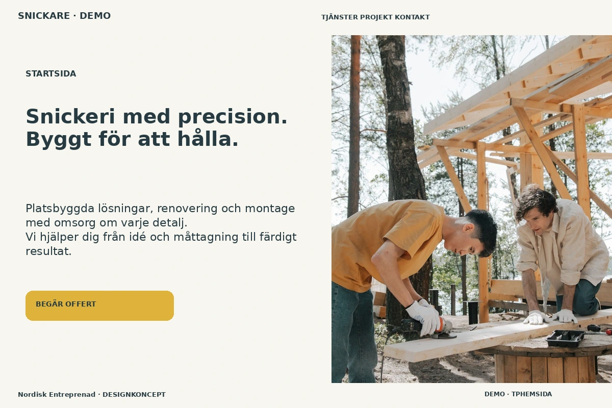 Nordisk Entreprenad – Startsida för snickare