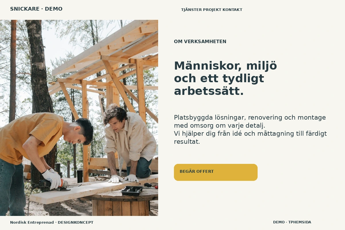 Nordisk Entreprenad – Om verksamheten för snickare