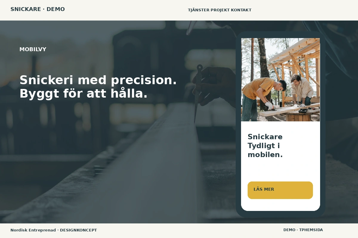 Nordisk Entreprenad – Mobilvy för snickare