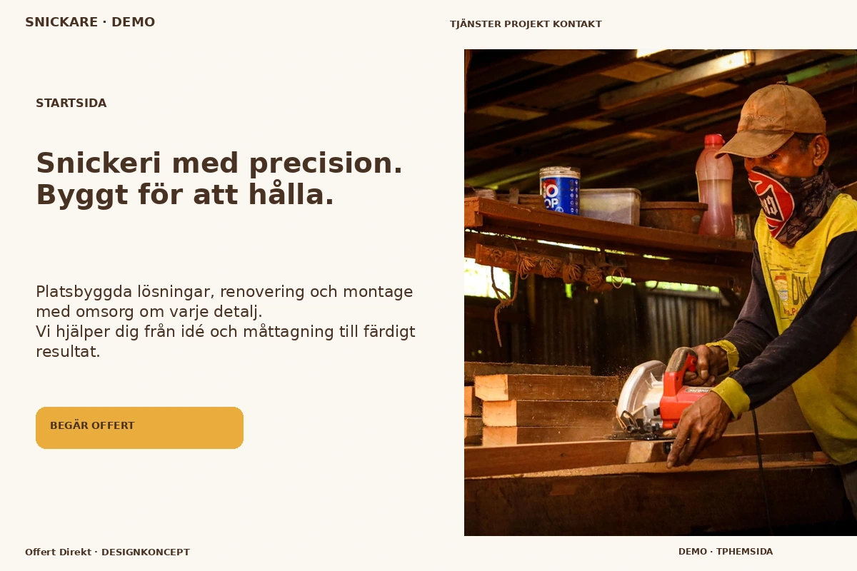 Offert Direkt – Startsida för snickare