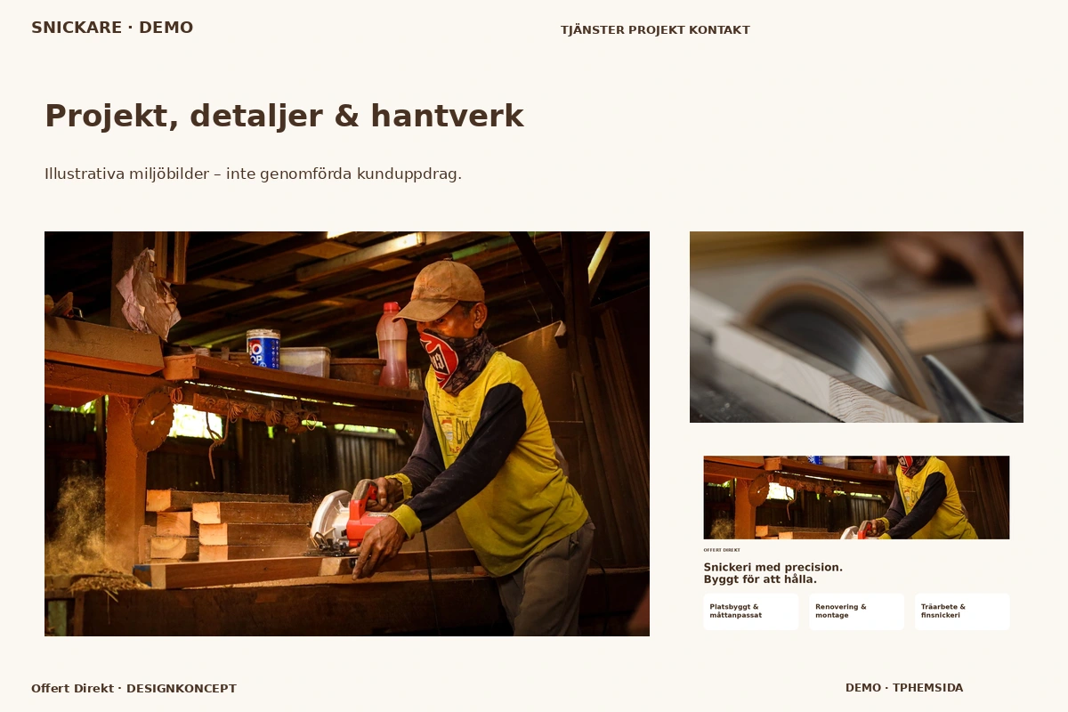 Offert Direkt – Projekt, detaljer & hantverk för snickare