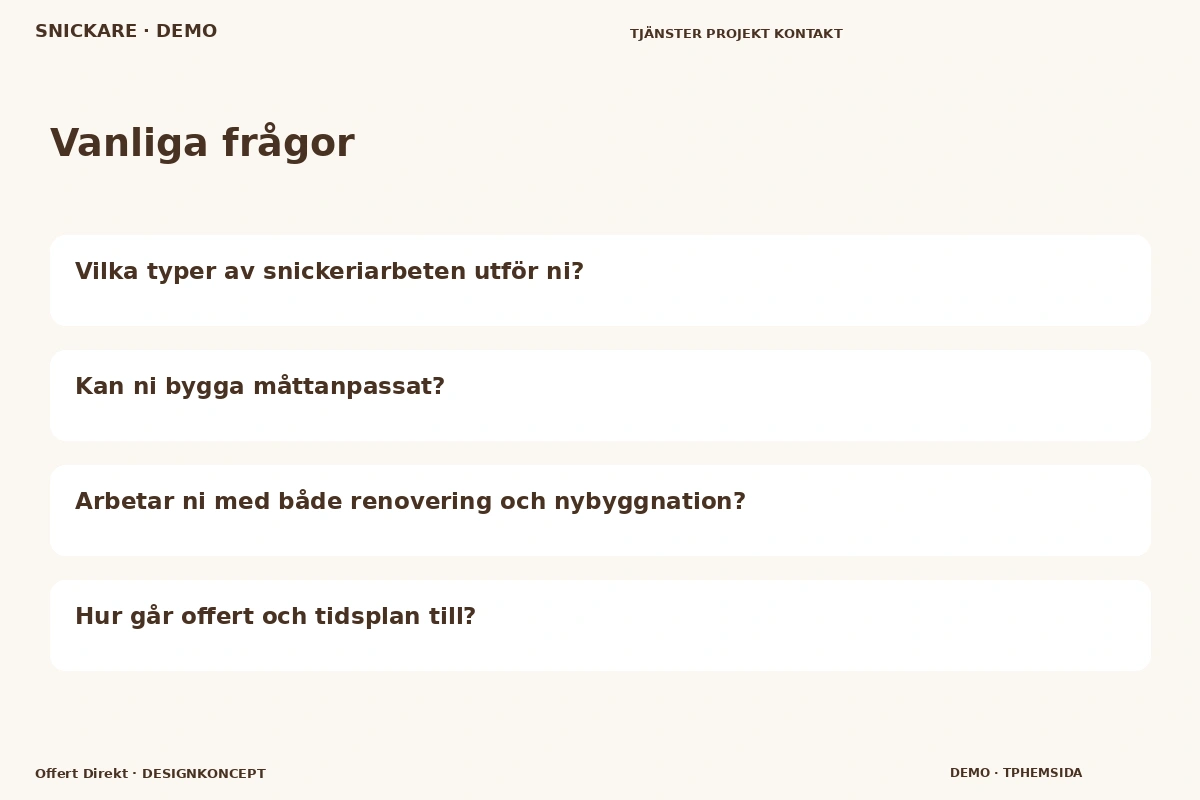 Offert Direkt – Vanliga frågor för snickare