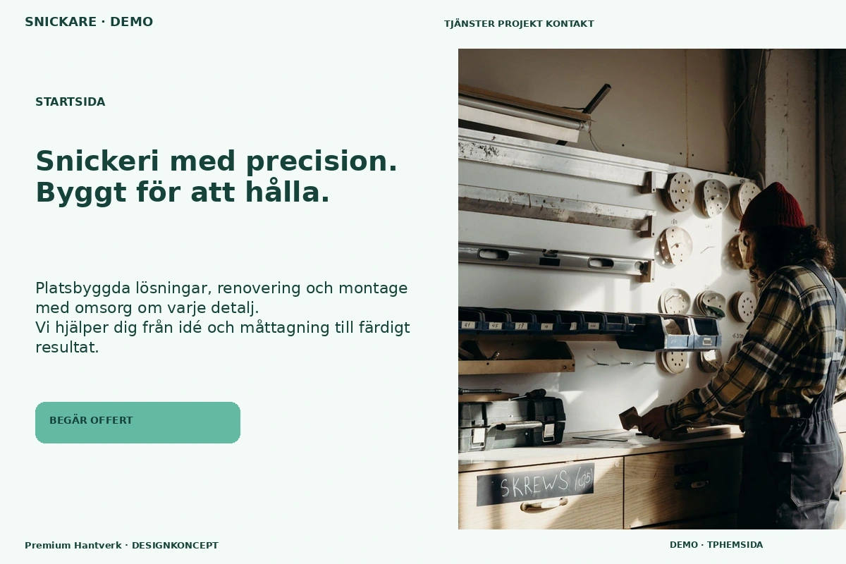 Premium Hantverk – Startsida för snickare
