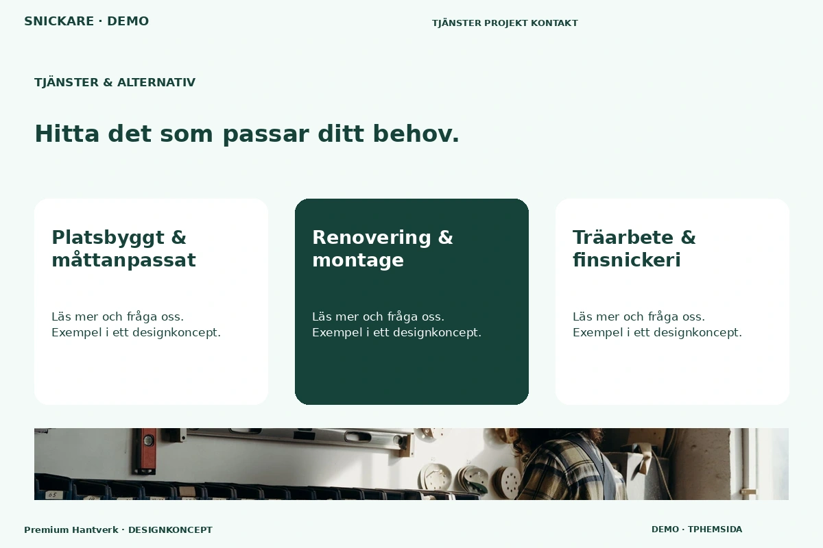Premium Hantverk – Tjänster & alternativ för snickare
