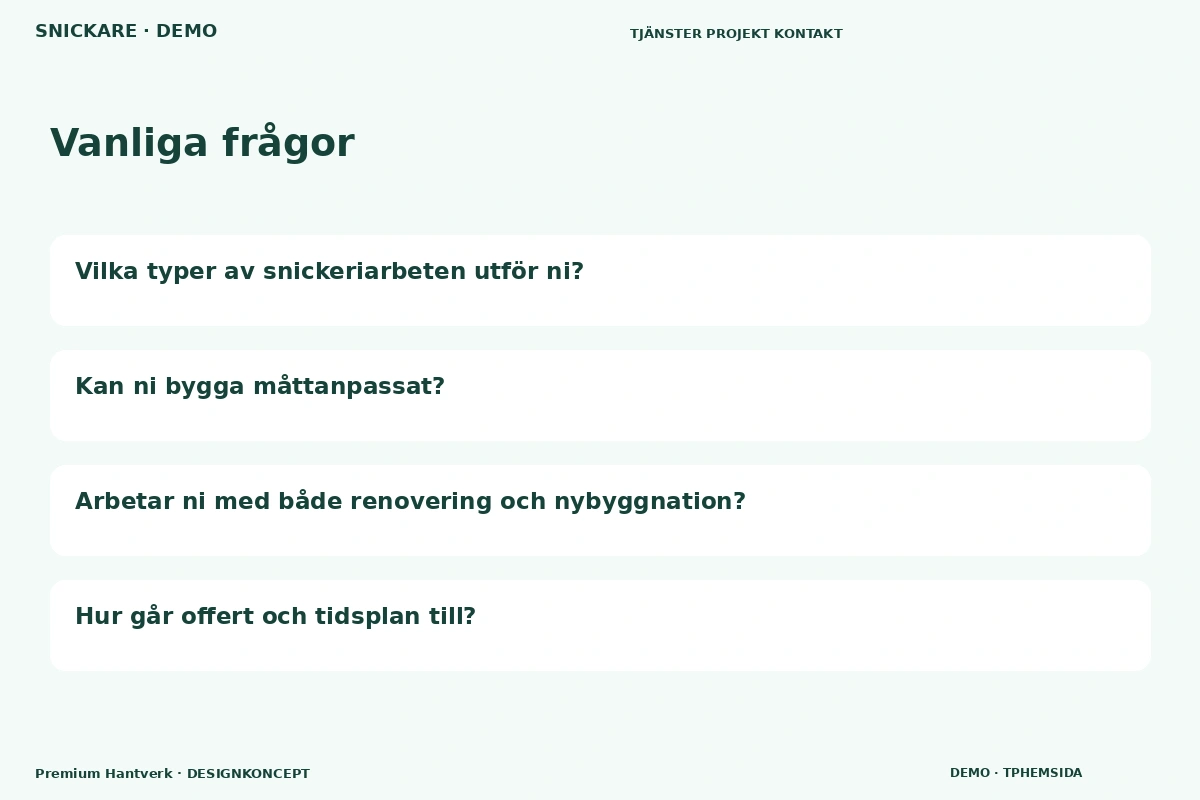 Premium Hantverk – Vanliga frågor för snickare