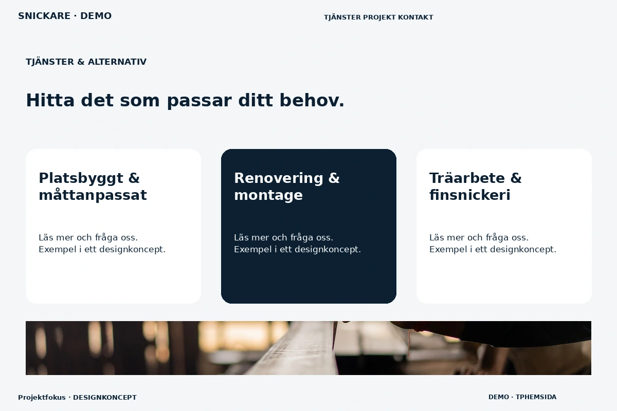 Projektfokus – Tjänster & alternativ för snickare