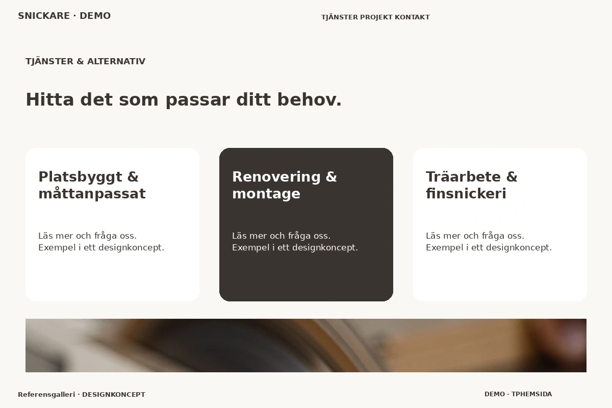 Referensgalleri – Tjänster & alternativ för snickare