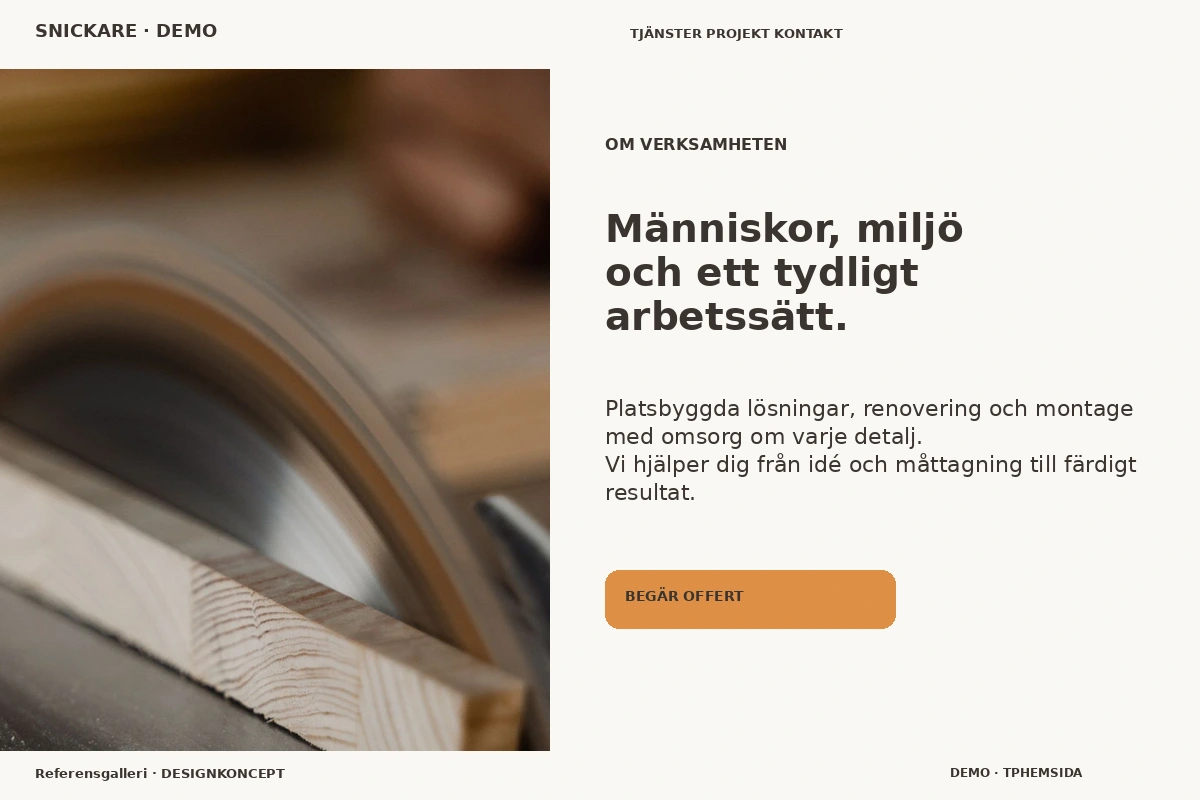 Referensgalleri – Om verksamheten för snickare