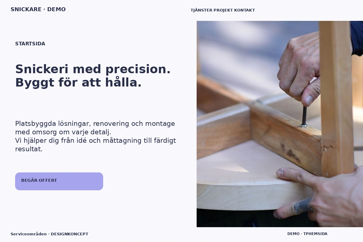 Serviceområden – Startsida för snickare