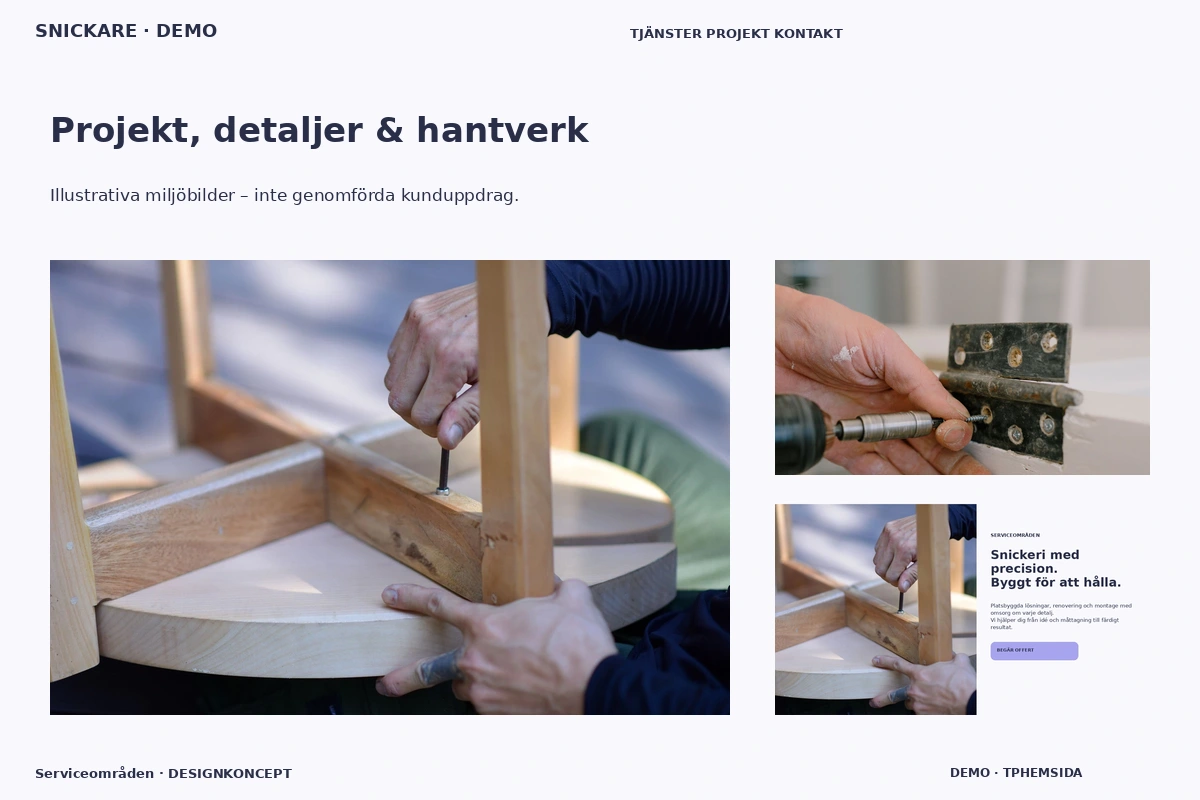 Serviceområden – Projekt, detaljer & hantverk för snickare