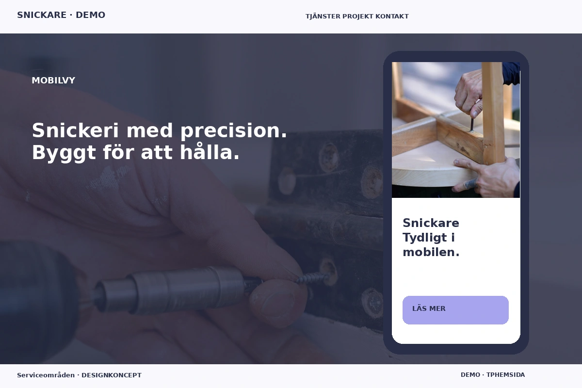 Serviceområden – Mobilvy för snickare