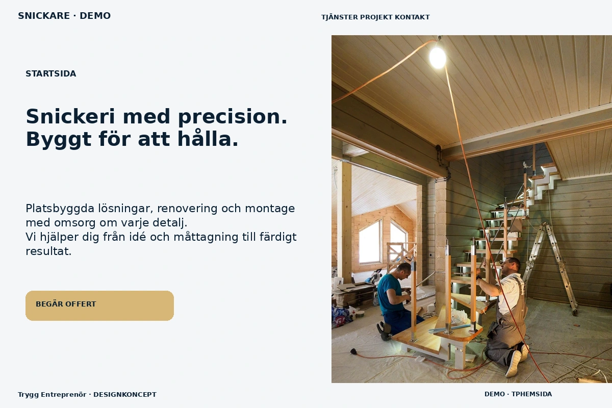 Trygg Entreprenör – Startsida för snickare