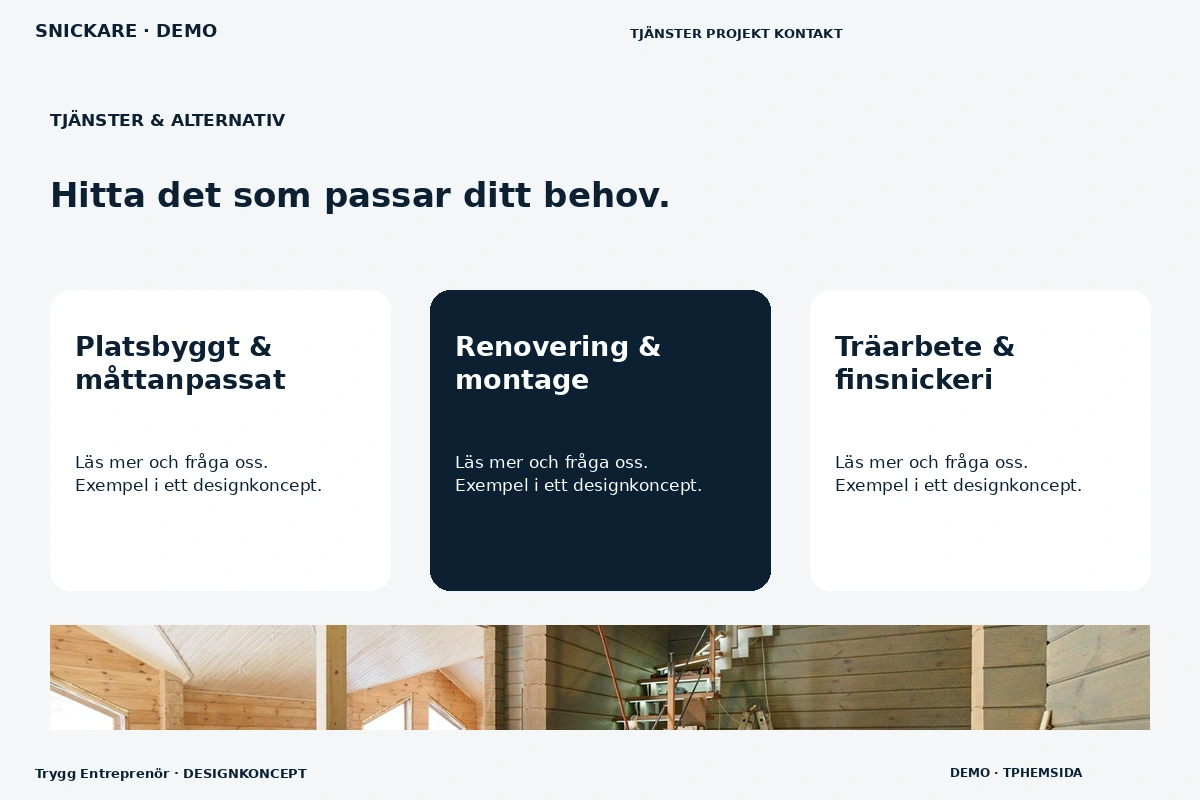 Trygg Entreprenör – Tjänster & alternativ för snickare