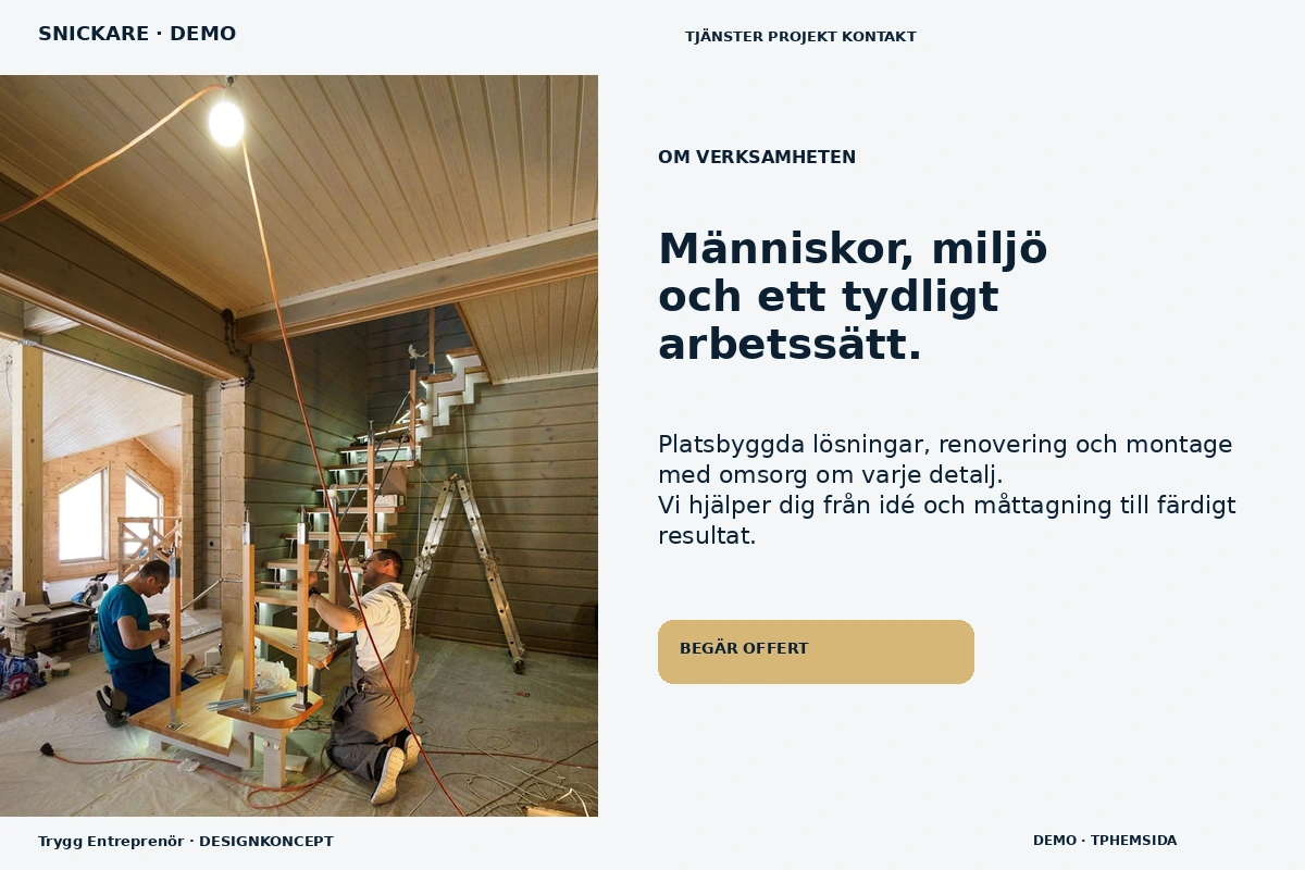 Trygg Entreprenör – Om verksamheten för snickare