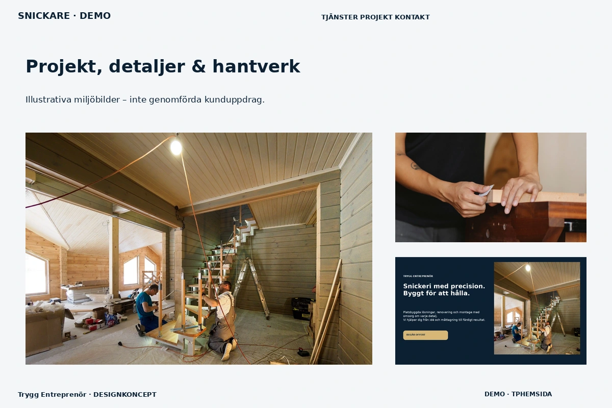 Trygg Entreprenör – Projekt, detaljer & hantverk för snickare