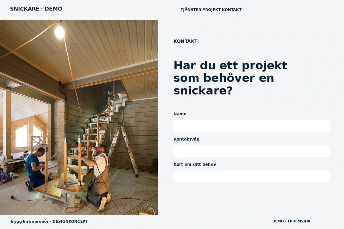 Trygg Entreprenör – Kontakt för snickare